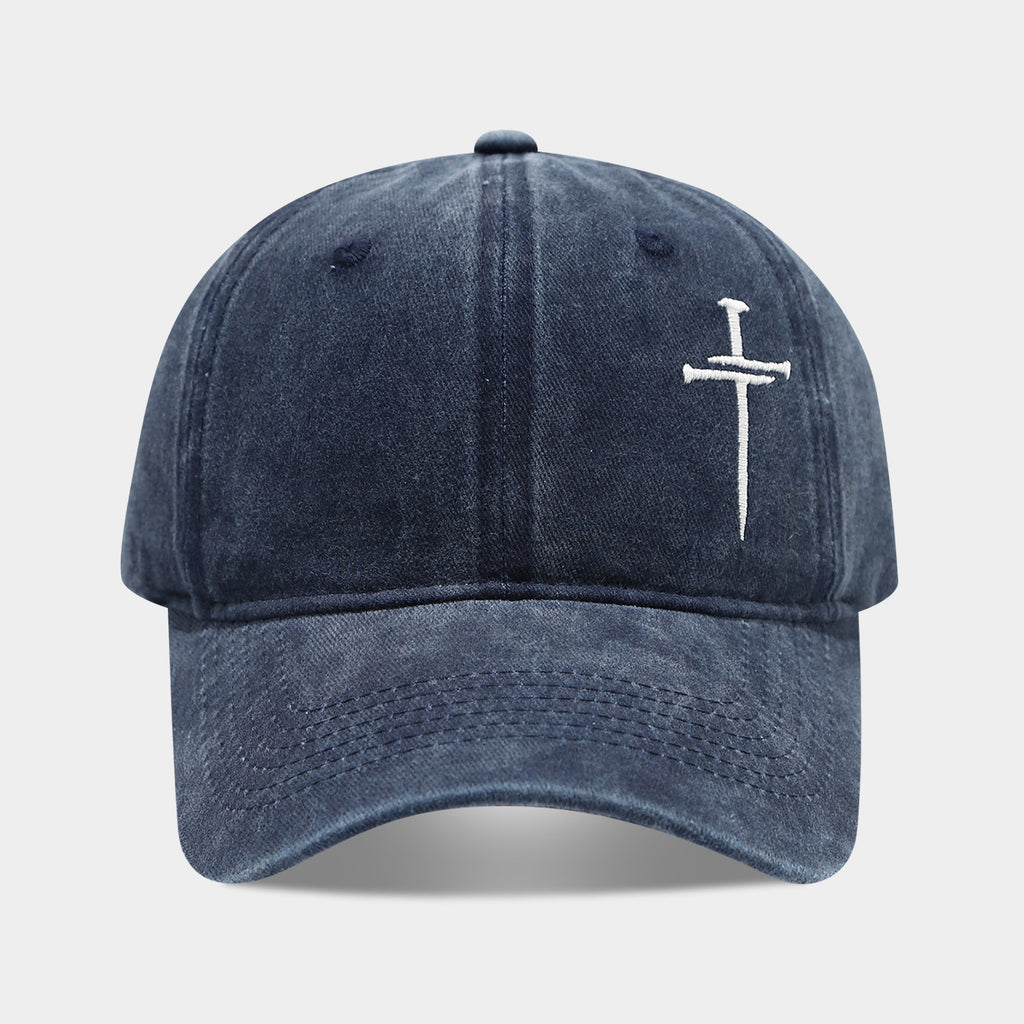 Washed Retro Cotton Embroidered Cross Baseball Cap