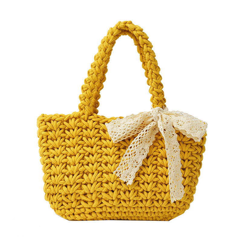 Pastoral Bow-Tie Vegetable Basket Women Beach Handbag