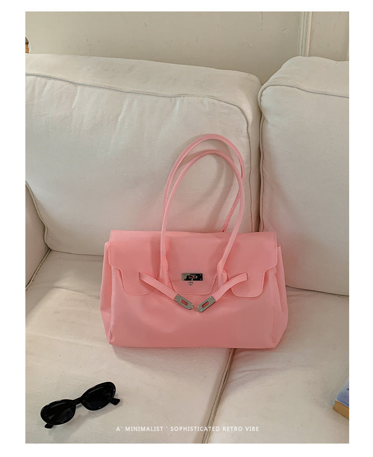 Chic PVC Tote Bag with Metal Lock Detail