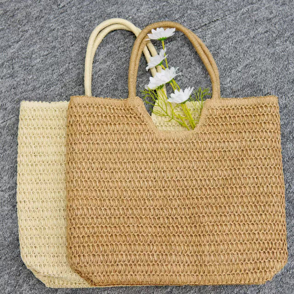 Large Capacity Straw Woven Commuter Beach Tote Bag