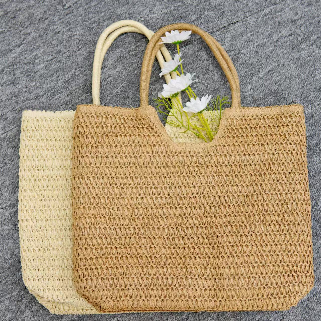 Large Capacity Straw Woven Commuter Beach Tote Bag