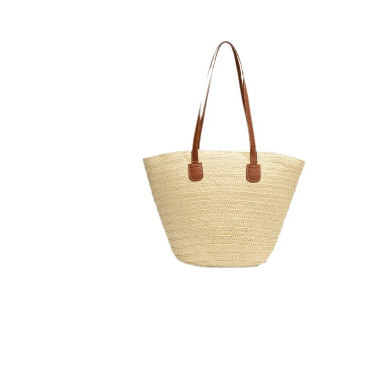 Women New Versatile Minimalist Straw Large Paper Rope Vintage Beach Bag