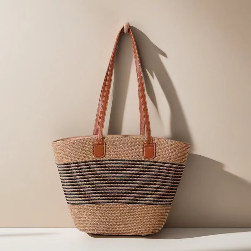 Women's Large Capacity Woven Bucket Beach Tote Bag