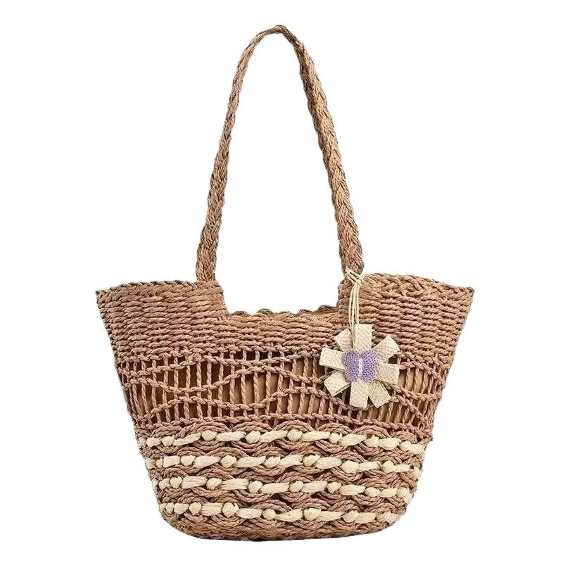 Casual Straw Handmade Woven Large Capacity Beach Shoulder Bag