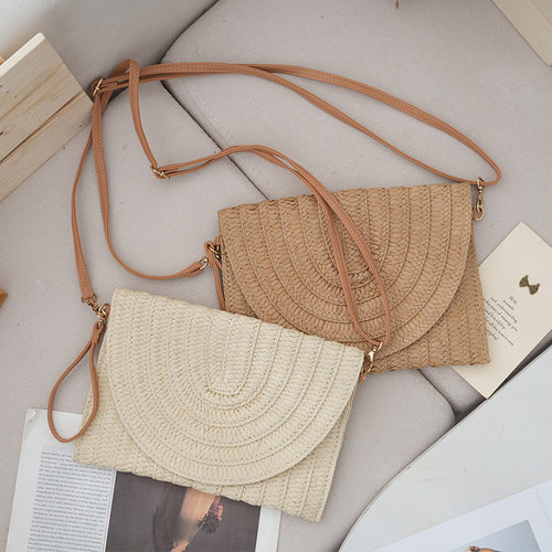 Corn Husk Straw Woven Large Capacity Beach Vacation Shoulder Tote Clutch Bag