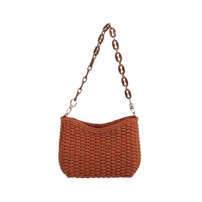 Women Handmade Straw Woven Shoulder Bag, Large Capacity Paper Beach Bag