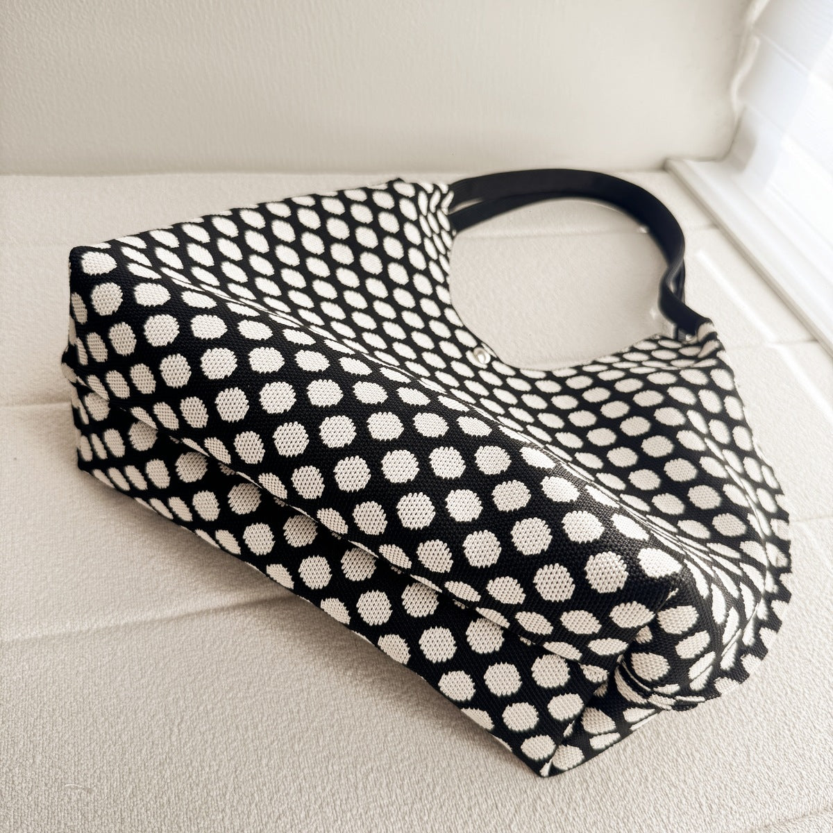 Knitted Pattern Shoulder Tote Bag