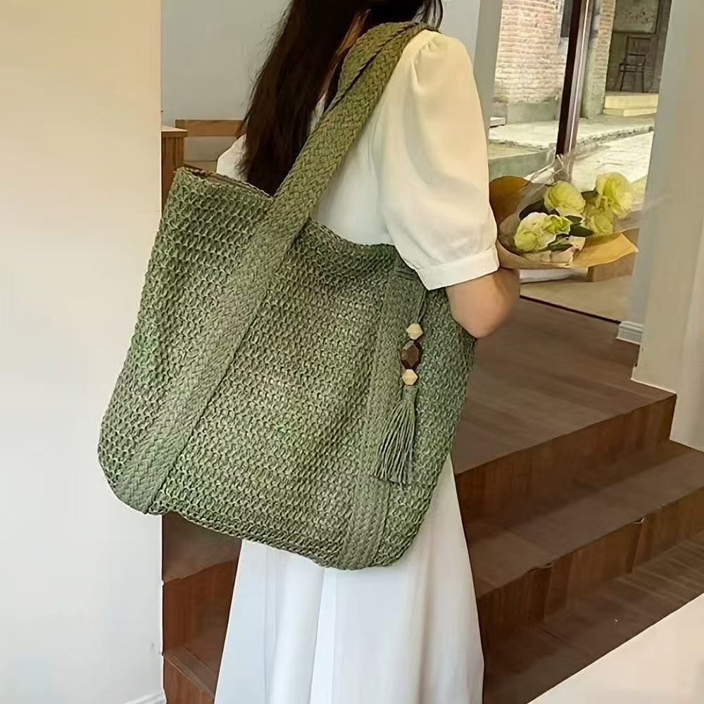 Summer Shoulder Straw Large Capacity Commuter Tote Bag