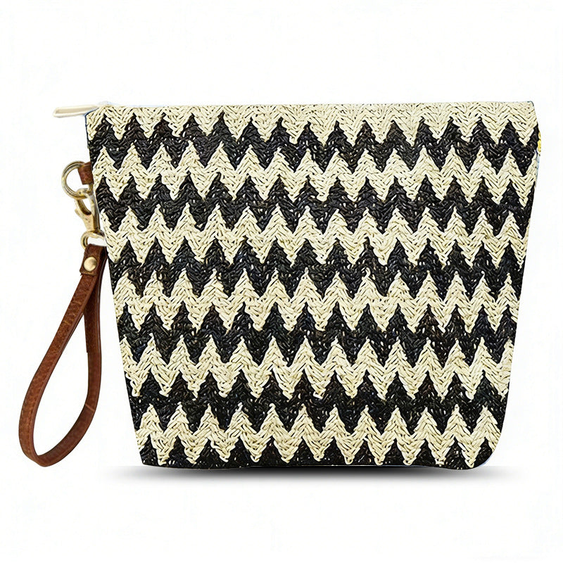 Women's Straw Woven Lipstick Coin Beach Bag