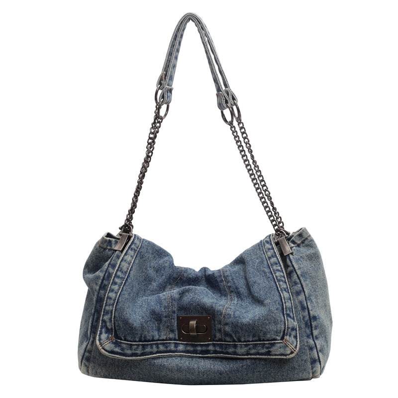 Women Casual Large Denim Tote Crossbody Denim Bag