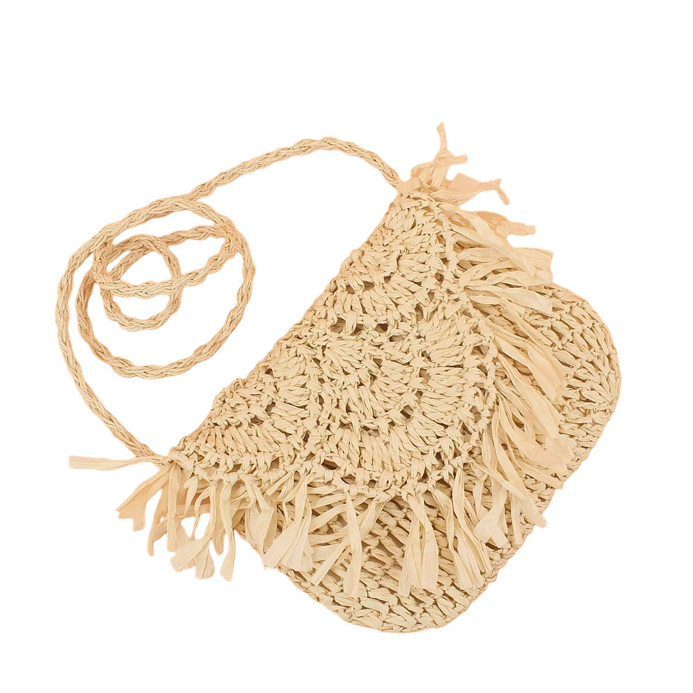 Women 2026 New Straw Woven Crossbody Shoulder Beach Vacation Mobile Phone Bag