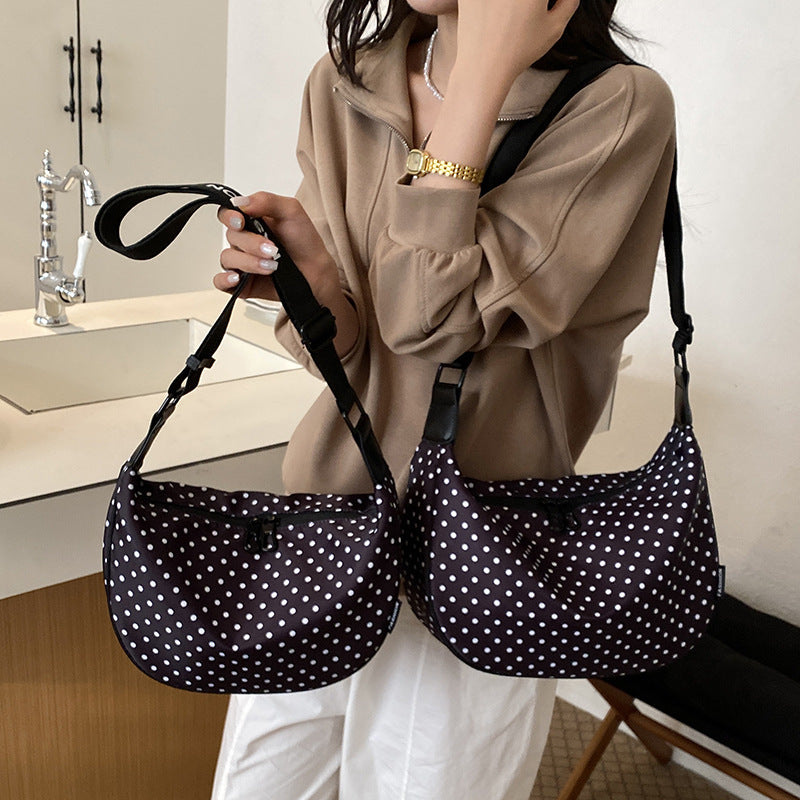 Polka Dot Crescent Hobo Shoulder Crossbody Bag