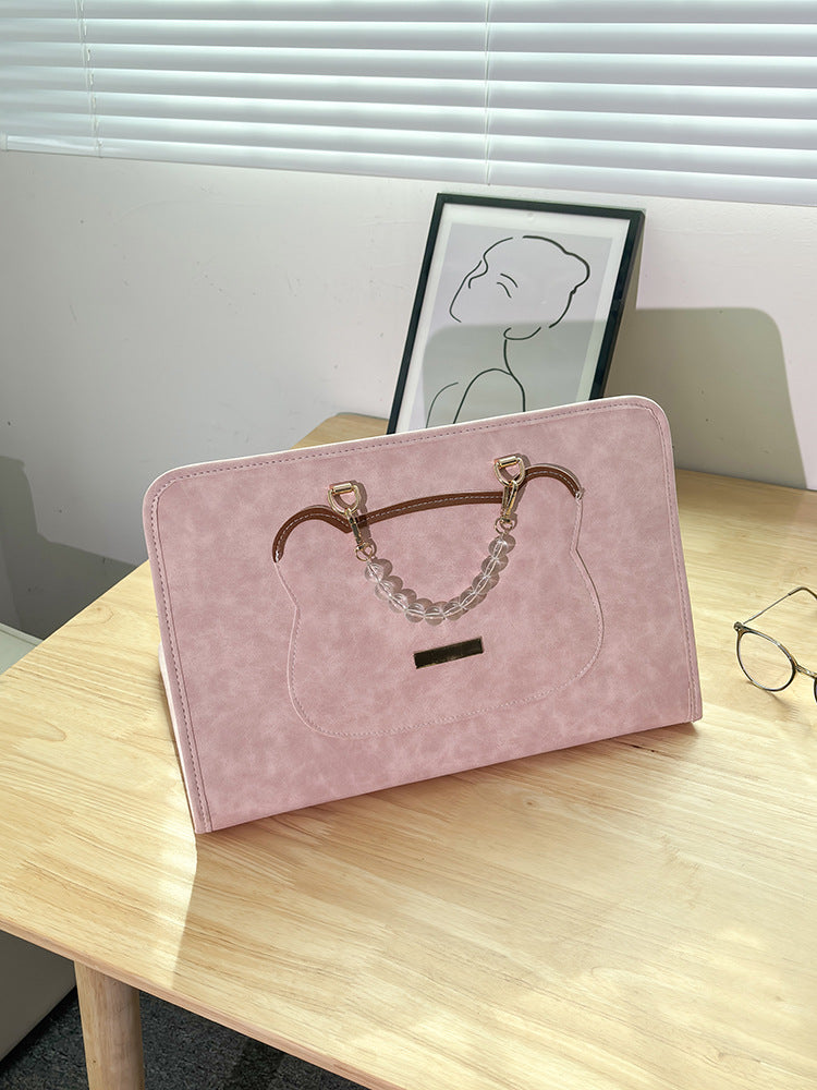 Cute Bear Laptop Sleeve with Acrylic Bead Handle