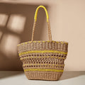 Hollow Woven Paper Rope Contrast Color Straw Bag