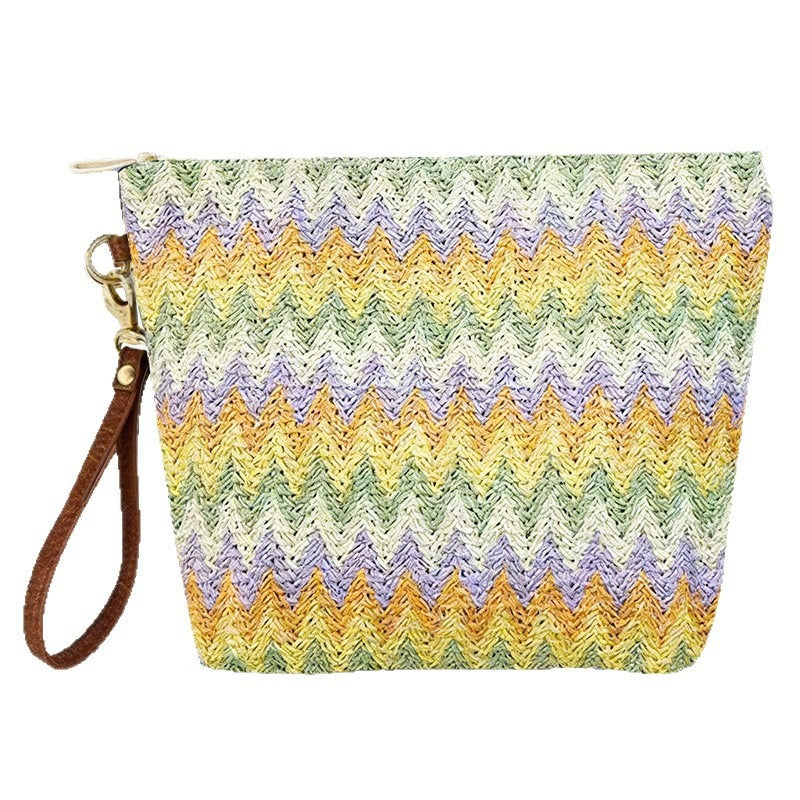 Women's Straw Woven Lipstick Coin Beach Bag