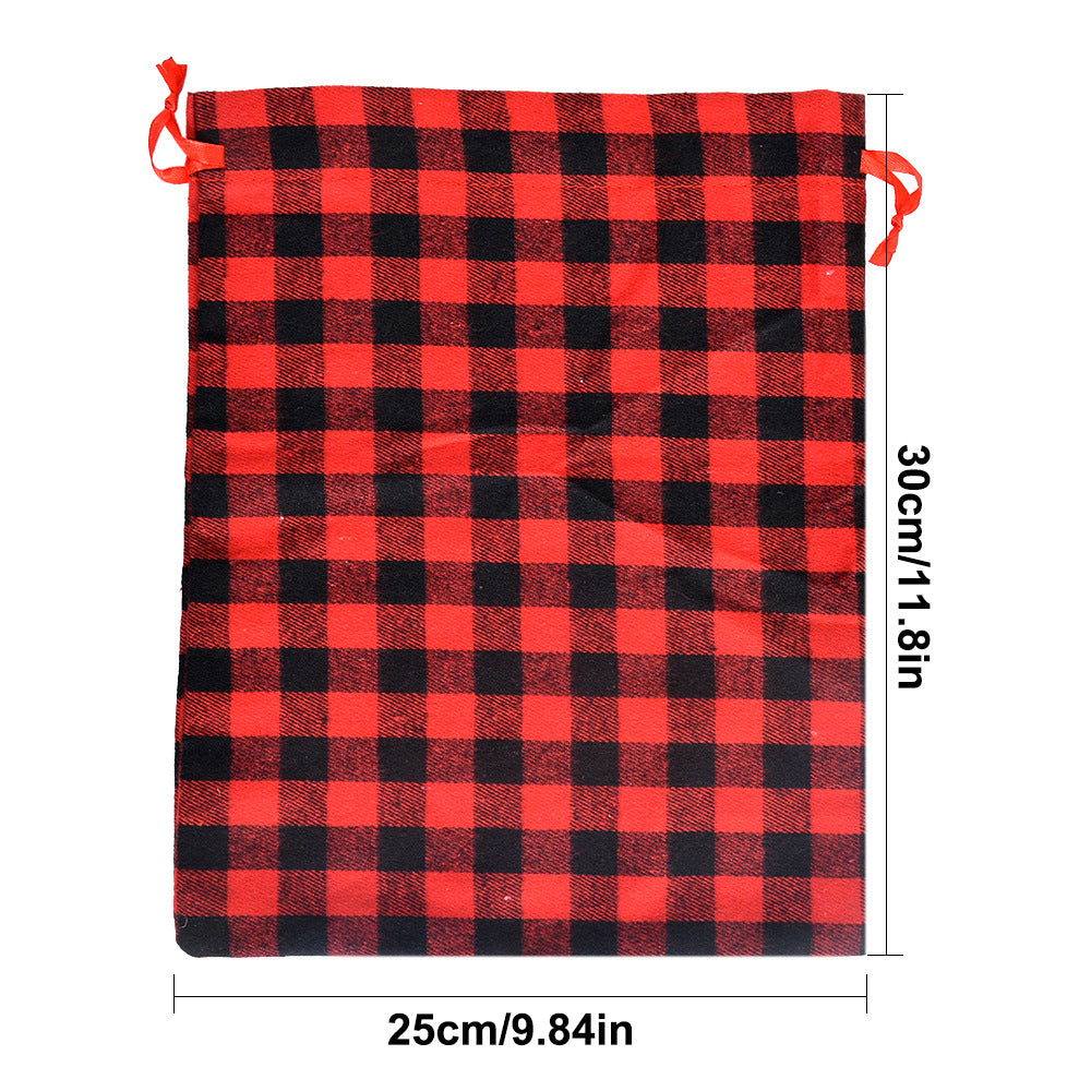 Red Buffalo Plaid Christmas Drawstring Gift Bags