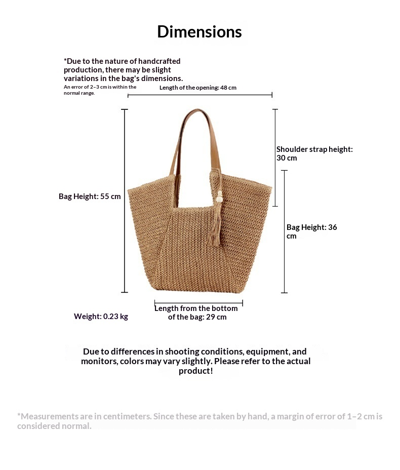 Striped Paper Straw Oversized Resort Shoulder Tote Bag