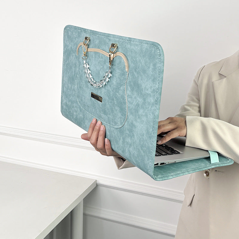 Cute Bear Laptop Sleeve with Acrylic Bead Handle