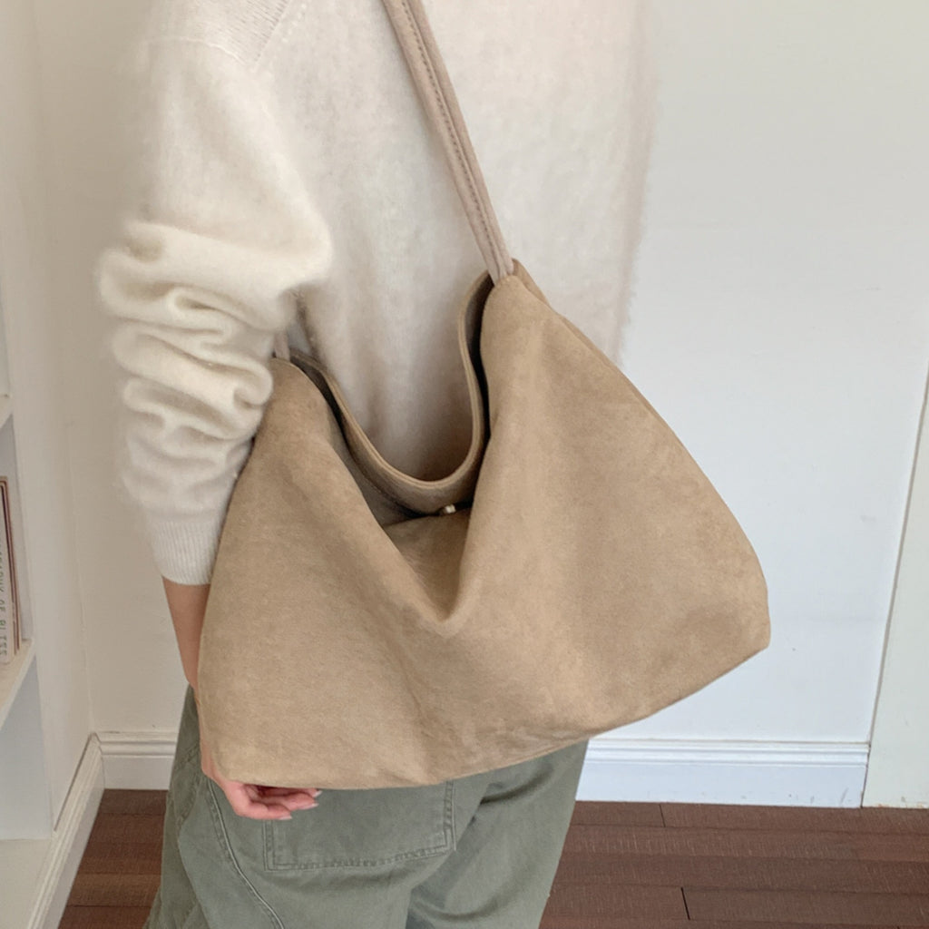 Minimalist Faux Suede Shoulder Bag for Fall