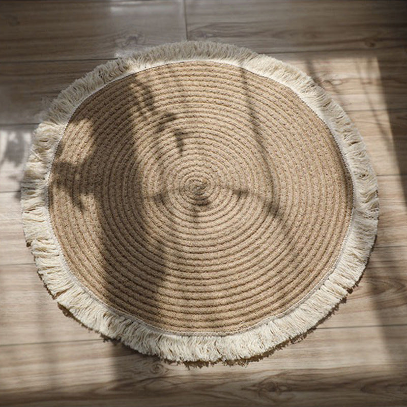 Cotton Linen Tassel Round Floor Mat