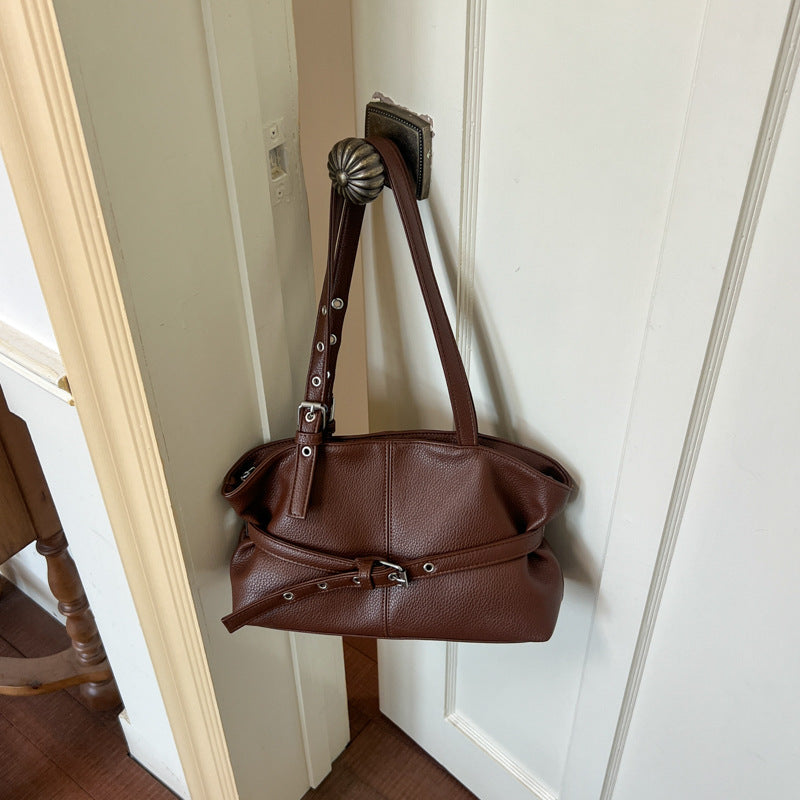 Elegant Structured Tote with Chic Belt Detail