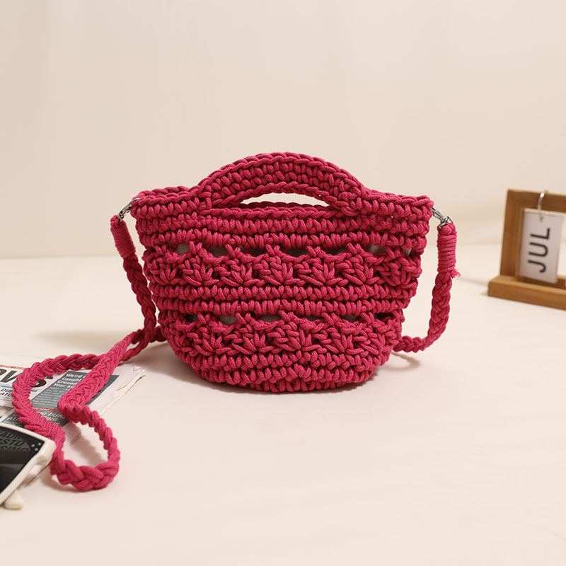 Crossbody Cotton Woven New Cute Handheld Hollow Straw Beach Bag