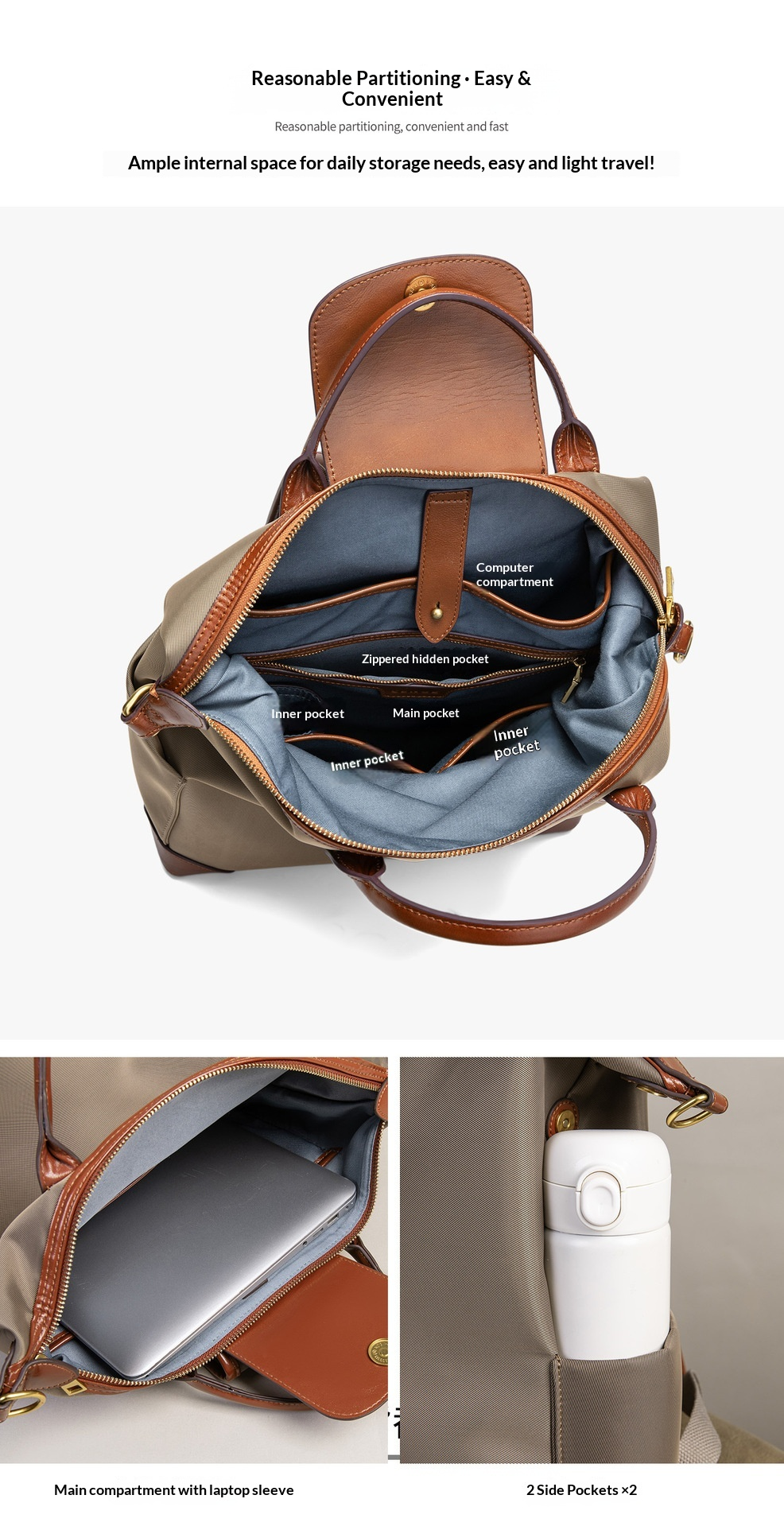 Waterproof Nylon Convertible Travel Backpack Purse