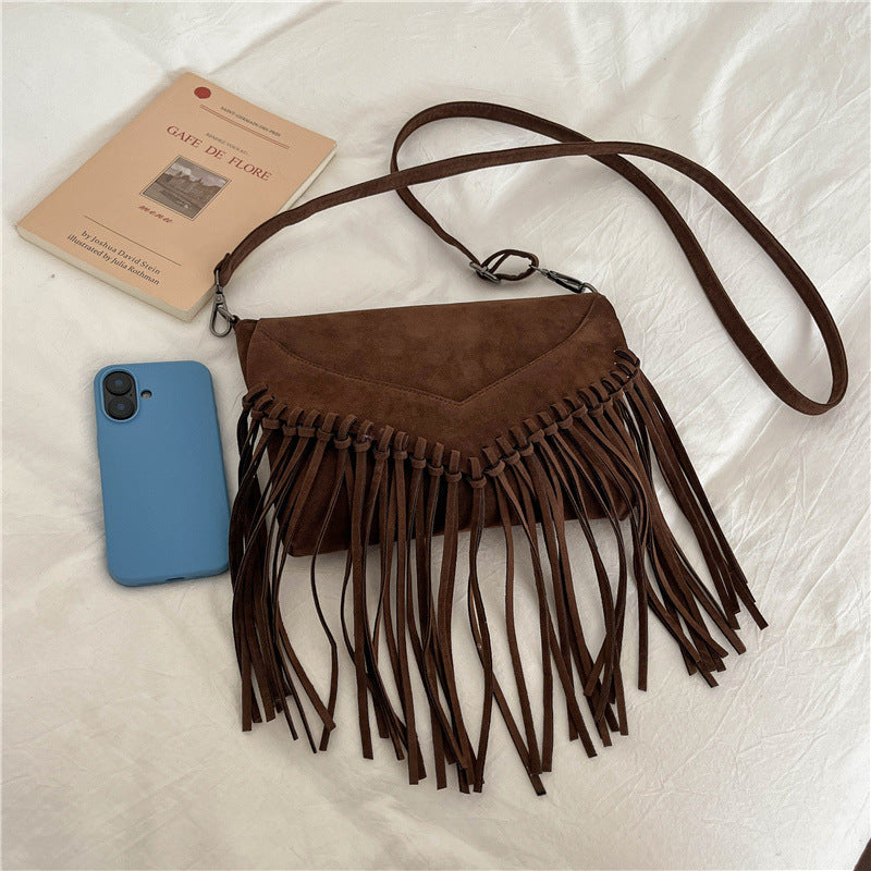 Western Fringe Crossbody Bag with Envelope Flap