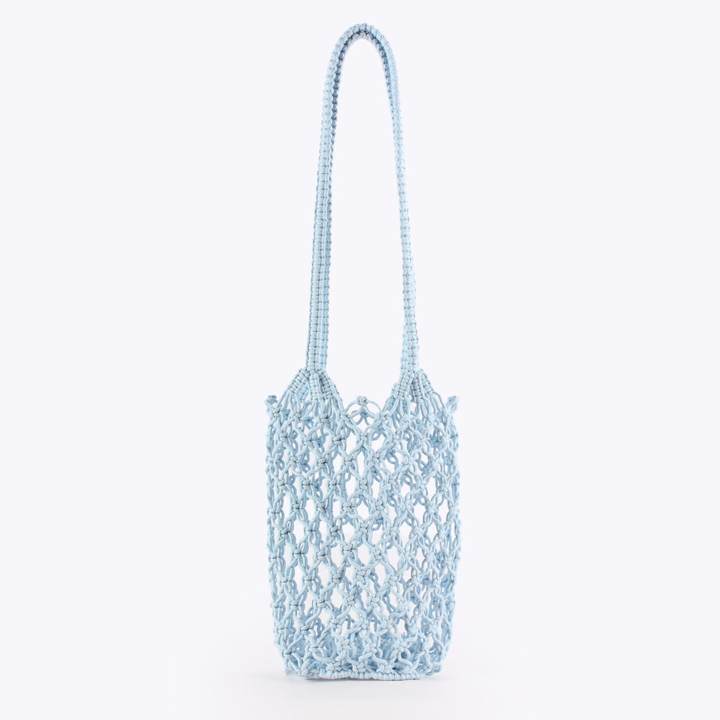 Blue Boho Openwork Cotton Rope Crochet Shoulder Bag