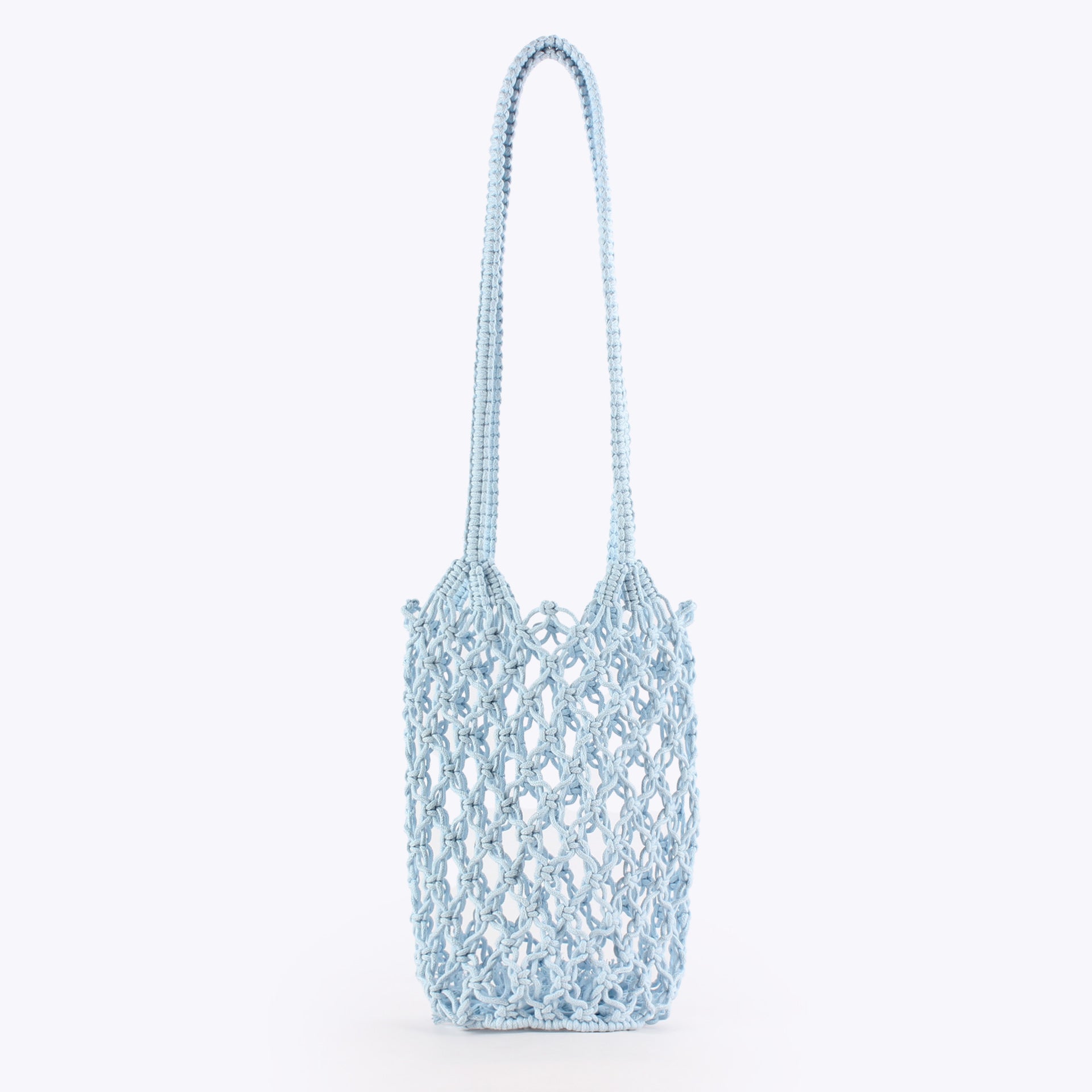 Blue Boho Openwork Cotton Rope Crochet Shoulder Bag