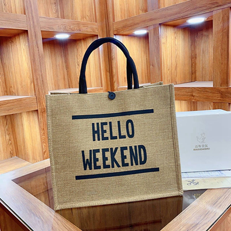 Linen Printed Handbag Travel Essential Gift Bag