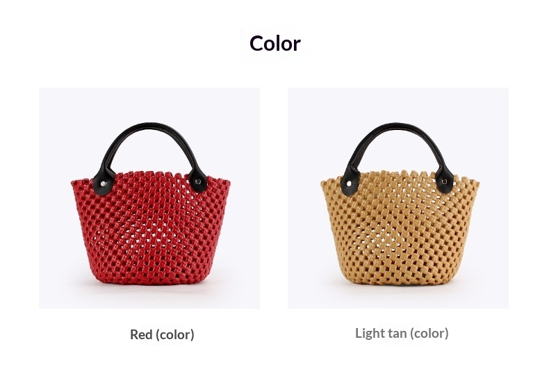 Open Weave PVC Handbag Basket Tote with Contrast Handles