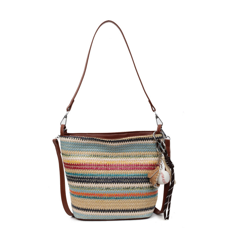 Women Summer Beach Woven Straw 2026 New Large Shoulder Crossbody Bag