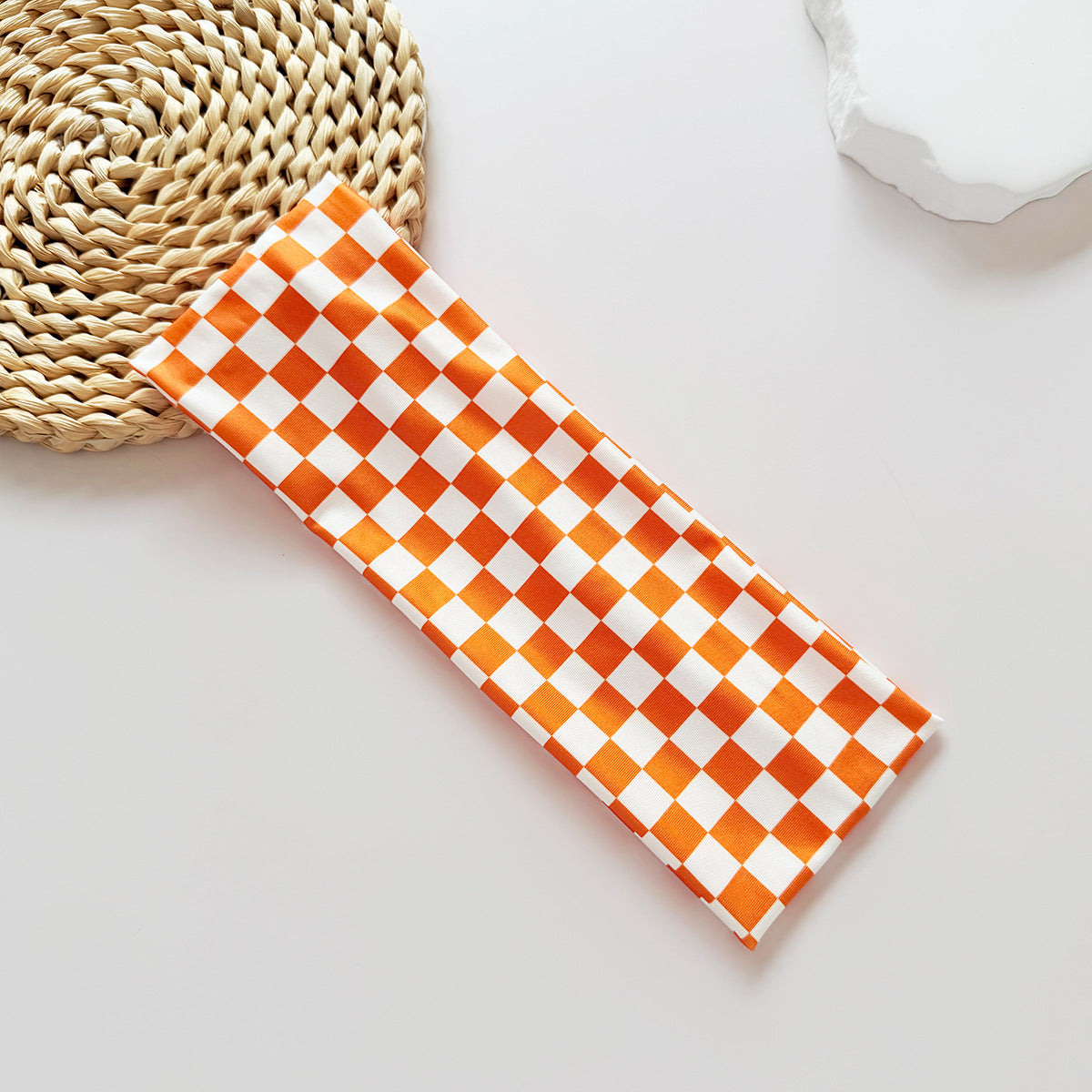 Checkerboard Plaid Elastic Sweatband Headband