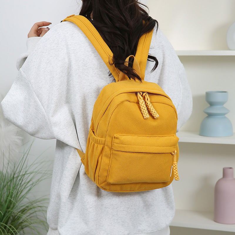 Women 2026 Corduroy Backpack, Mini Student School Bag