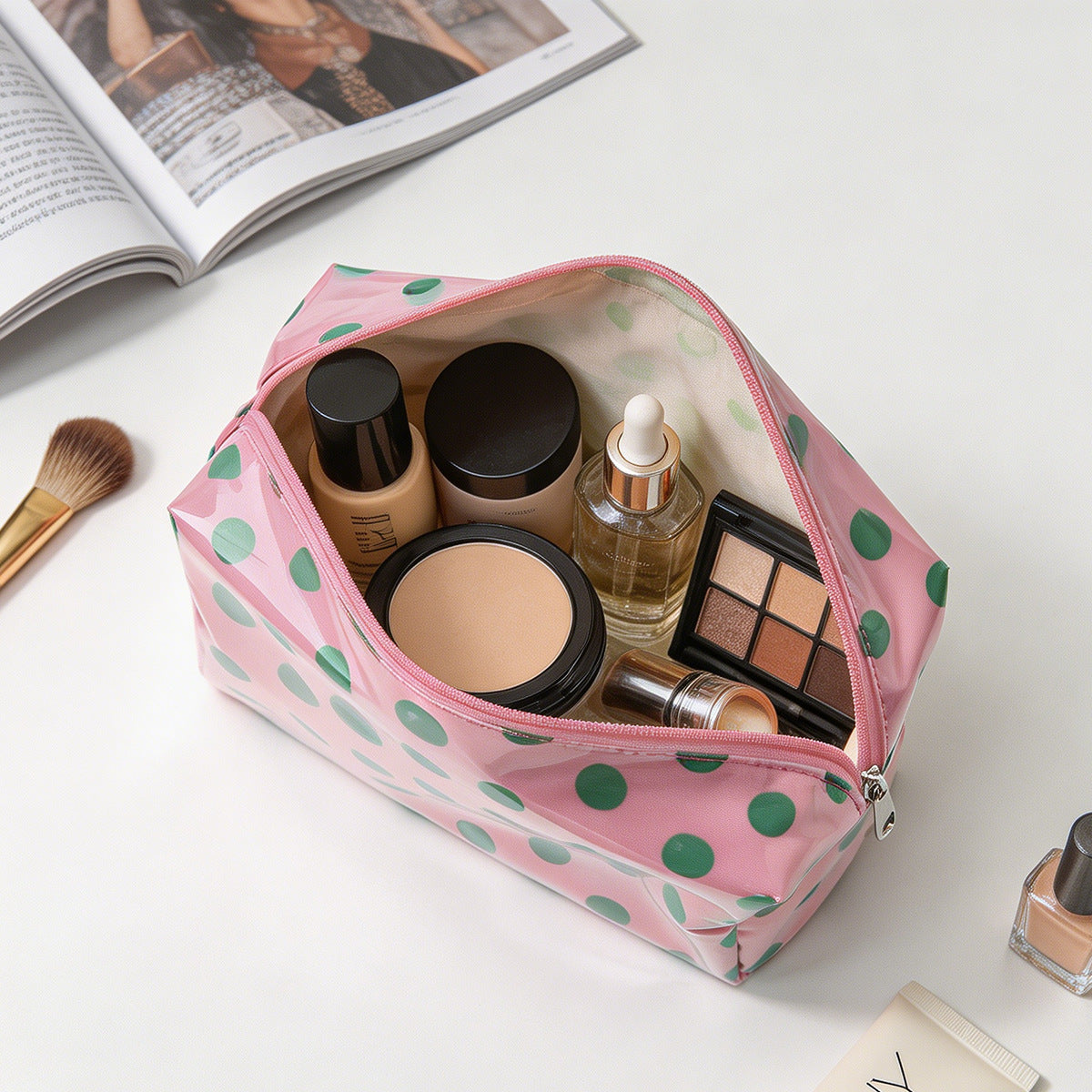 Waterproof Polka Dot PVC Cosmetic Travel Bag