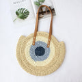 Women Color-Block Shoulder Handmade Woven Straw Beach Bag