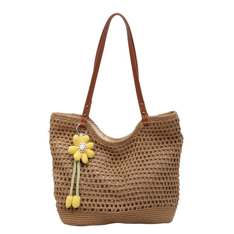 2026 Spring New Large Straw Casual Tote Beach Woven Shoulder Bag
