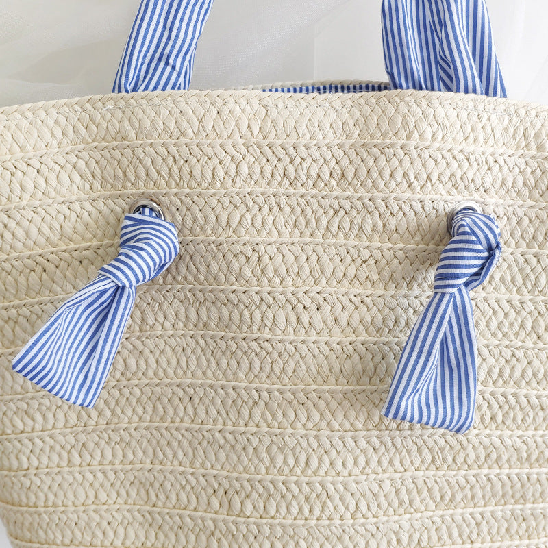 Single-Shoulder Paper-Braided Straw Beach Tote