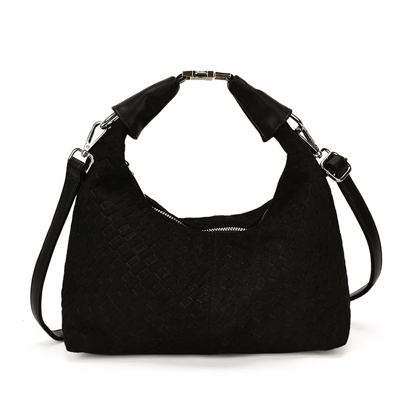 Vintage Woven PU Leather Hobo Shoulder Bag with Adjustable Strap