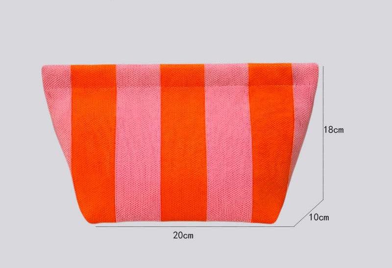 Striped Knitted Wool Cosmetic Clutch Bag