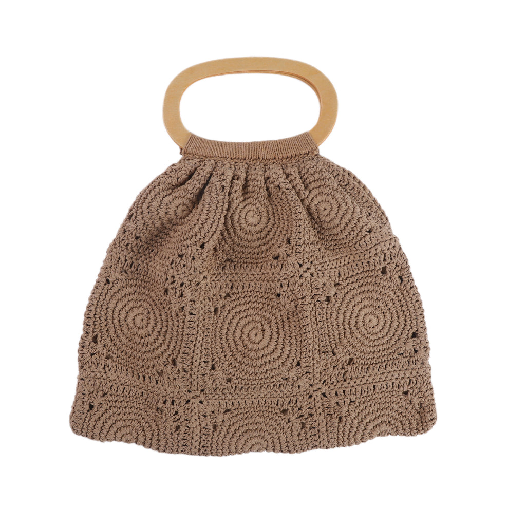 Boho Handwoven Crochet Tote Bag Handle Summer Purse