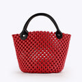 Open Weave PVC Handbag Basket Tote with Contrast Handles