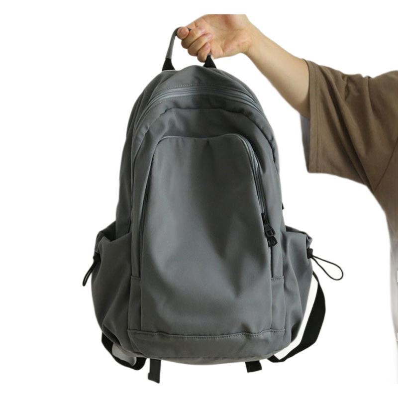 New Korean Style Solid Color Versatile Backpack Large Capacity Female Junior High School Student College Student Bag Casual Travel Backpack For Men