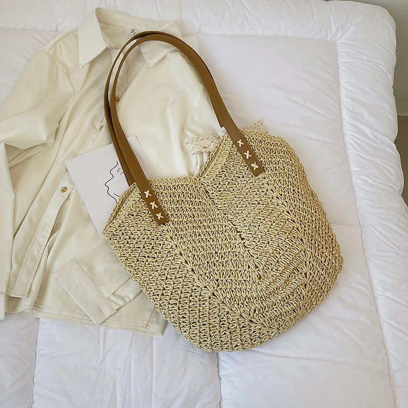 Women New Handmade Woven Fashion Straw Paper Rope Vacation Beach Bag