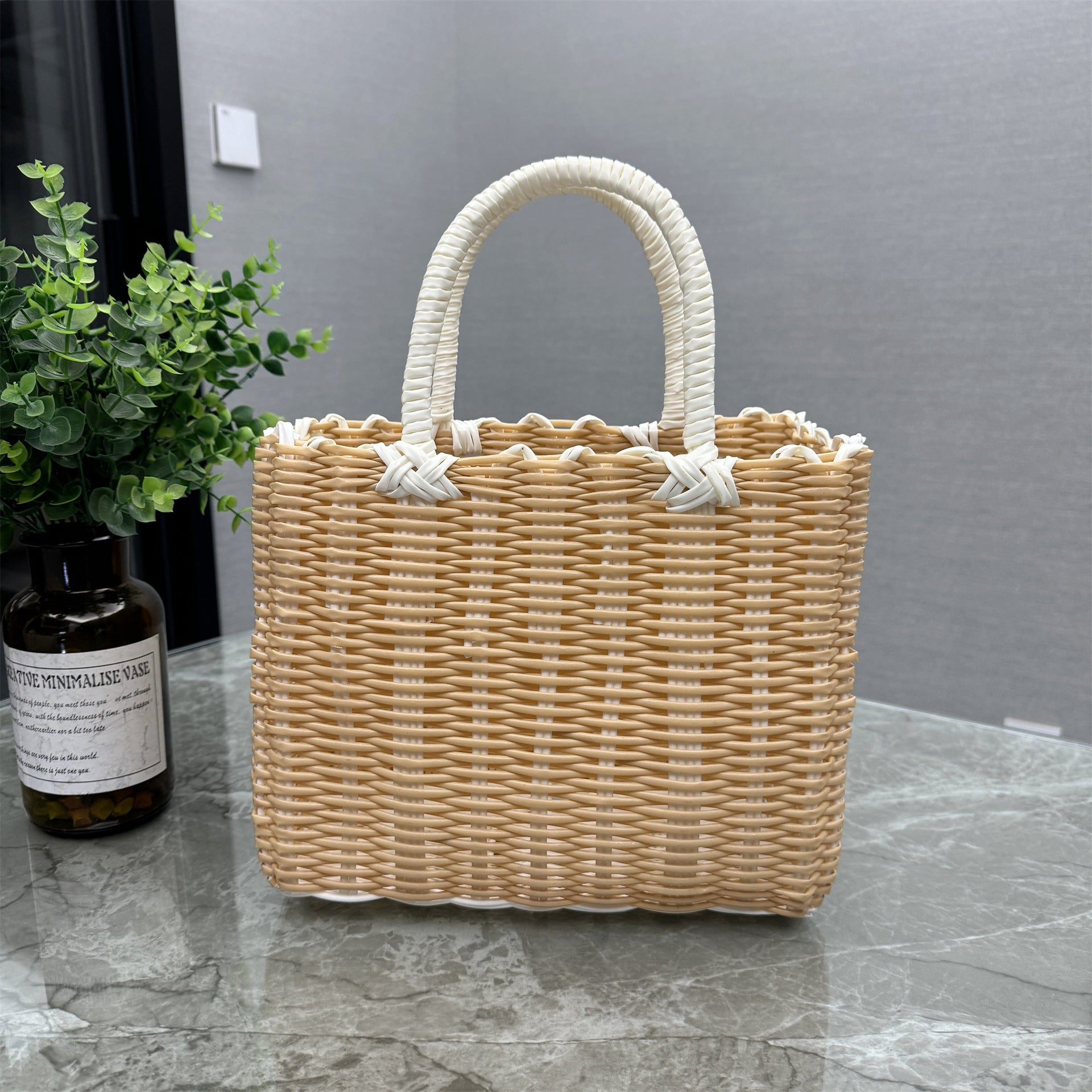 Plastic Woven Vegetable Basket Souvenir Handbag