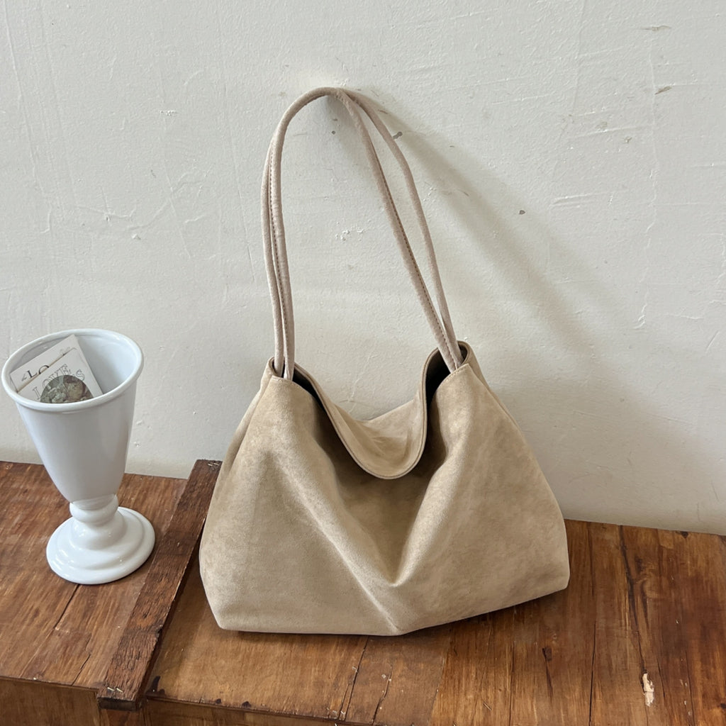 Minimalist Faux Suede Shoulder Bag for Fall
