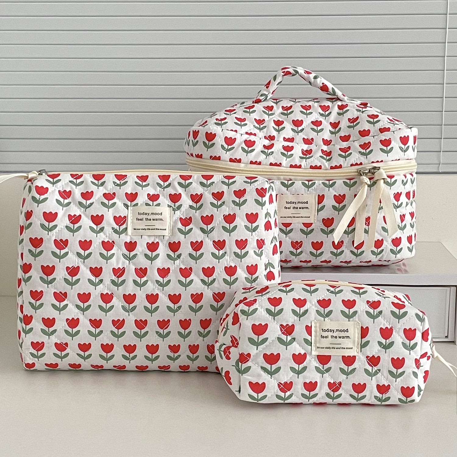 Multi-Pattern Palace Quilted Cosmetic Clutch and Octagonal Set