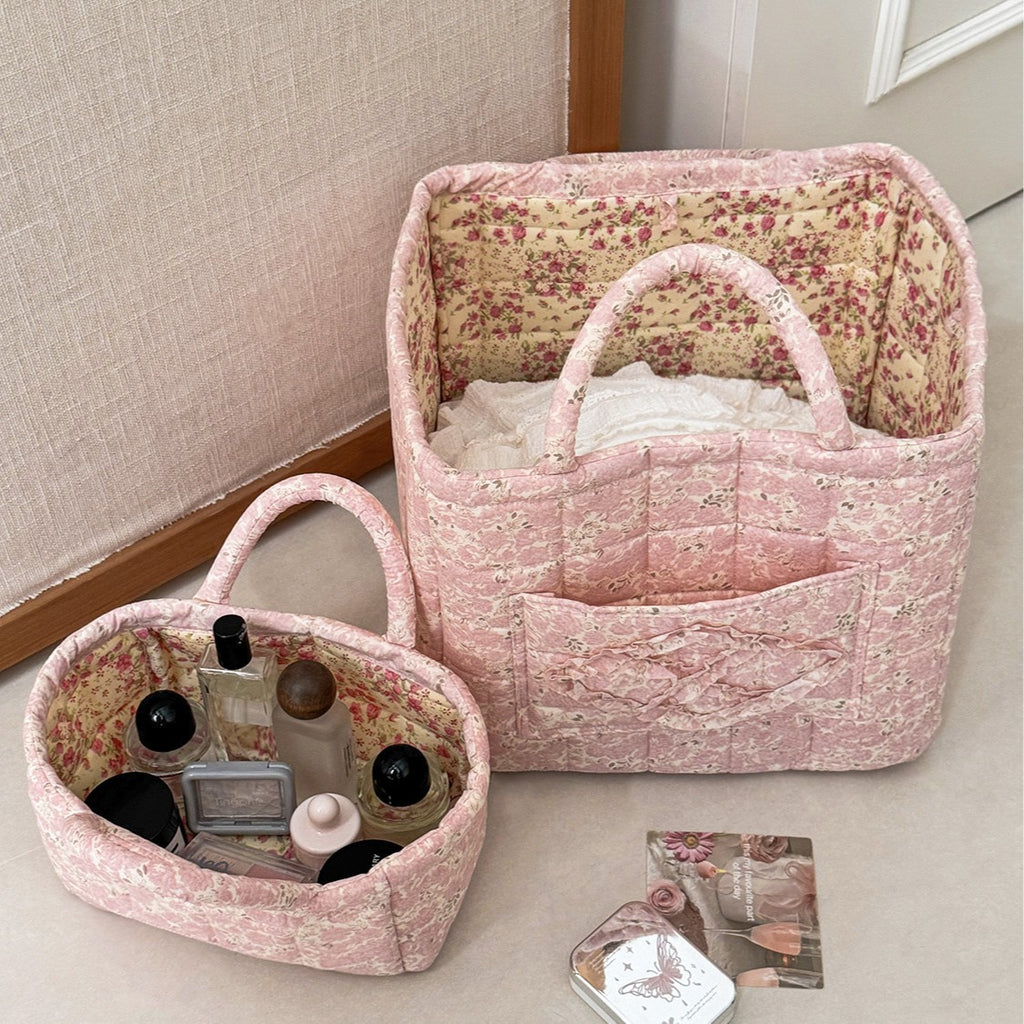 Pastoral Floral Desktop Organizer Basket