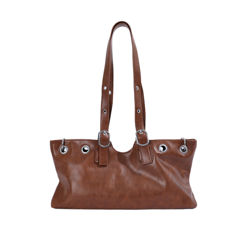 Vintage Grommet Tote with Buckle Straps